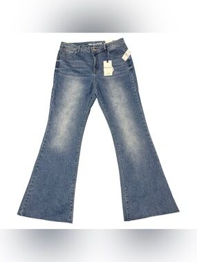 WallFlower Jeans Fearless Curvy Super High Rise Flare Womens Size 11/30 Raw Hem